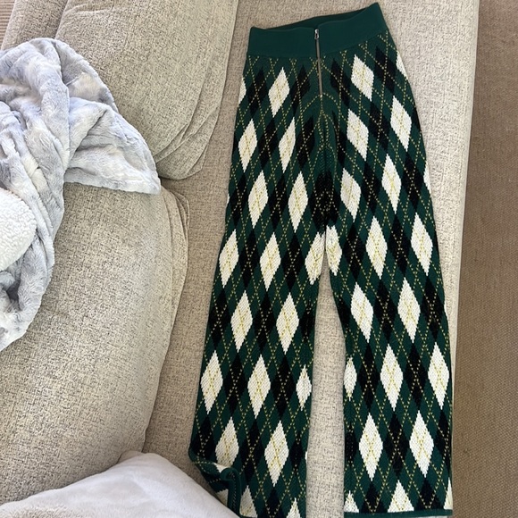 STAUD SET- Army Green Mohair Argyle Sweater Set - Picture 13 of 14